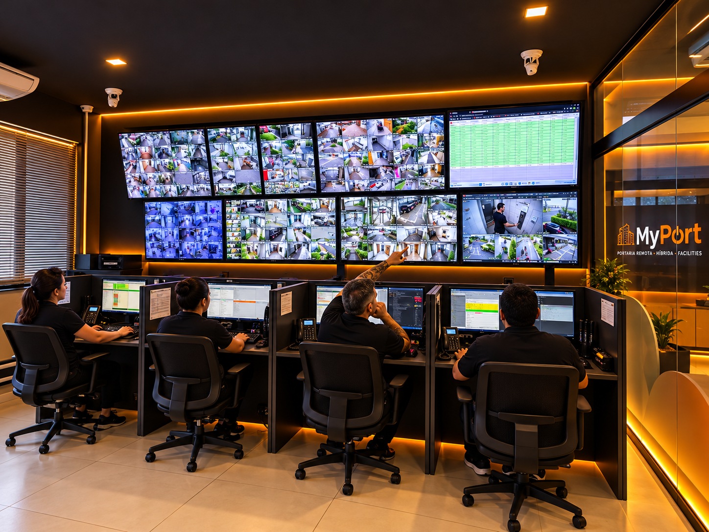 Equipe e monitores da central MyPort em Londrina